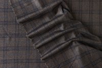 ткань коричневый костюмно-плательный кашемир с шелком в клетку с лоском