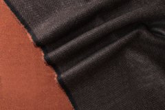 ткань пальтовая шерсть с кашемиром коричневая елочка и рыжий однотон Италия