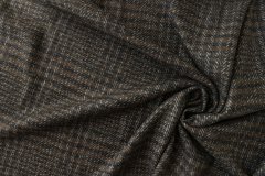 ткань пальтовая шерсть с шелком коричнево-черная в клетку, полоску и серую елочку Италия