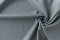 ткань пыльно-голубая шерсть с шелком в клетку костюмно-плательная шерсть в клетку голубая Италия