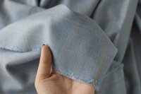 ткань пыльно-голубая шерсть с шелком в клетку