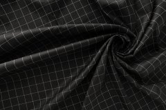 ткань черная шерсть с эластаном в клетку костюмно-плательная хлопок в клетку черная Италия