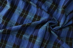 ткань вареная шерсть в клетку цвета ультрамарин костюмно-плательная   в клетку синяя Италия
