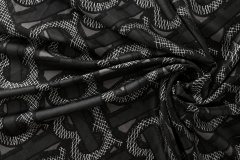ткань шелк черно-серый с логотипами костюмно-плательная шелк иные серая Италия