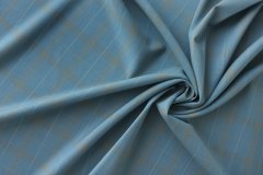 ткань голубая шерсть в клетку костюмно-плательная шерсть в клетку голубая Италия