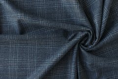 ткань синяя ткань шерсть клетка костюмно-плательная шерсть в клетку синяя Италия
