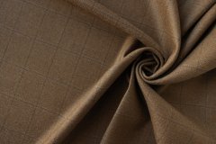 ткань светло-коричневая шерсть клетка костюмно-плательная шерсть в клетку коричневая Италия