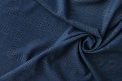 ткань шерсть клетка синяя костюмно-плательная шерсть в клетку синяя Италия
