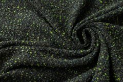 ткань ткань твид шанель черный с зелеными вкраплениями твид вискоза однотонная зеленая Италия