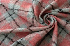 ткань пальтовая ткань серо-розовая Scervino в клетку  Италия