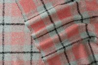 ткань пальтовая ткань серо-розовая в клетку