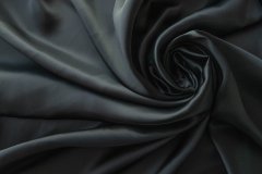 ткань черный шелк сатин  сатин шелк однотонная черная Италия