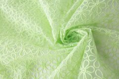 ткань салатовая органза с цветами  органза вискоза цветы зеленая Италия