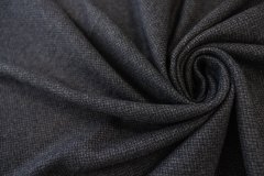 ткань твид черно-серый твид шерсть однотонная черная Италия