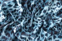 ткань голубой сатин стрейч с леопардовым принтом