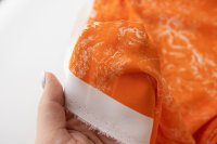 ткань оранжевый крепдешин с белым рисунком