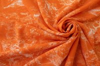 ткань оранжевый крепдешин с белым рисунком
