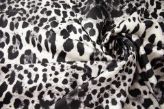 ткань серо-белый шелк с шерстью с принтом леопард Италия