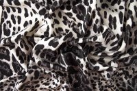 ткань серо-белый шелк с шерстью с принтом леопард