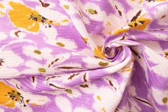 ткань ткань плиссе хлопок сиреневый костюмно-плательная хлопок цветы фиолетовая Италия