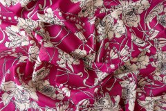 ткань ткань батист маджента с белыми цветами батист хлопок цветы розовая Италия