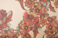 ткань персиковый атлас с цветами атлас шелк цветы персиковая Италия