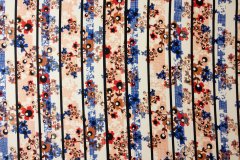 ткань сатин с полоской и цветами сатин шелк цветы разноцветная Италия