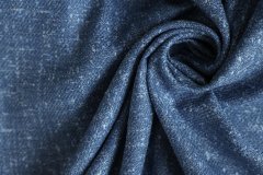 ткань голубой твид лен с шерстью костюмно-плательная шерсть однотонная голубая Италия