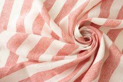 ткань белый лен в ягодную полоску костюмно-плательная лен в полоску белая Италия