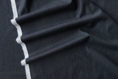 ткань черно-синяя шерсть в полосочку костюмно-плательная шерсть в полоску синяя Италия
