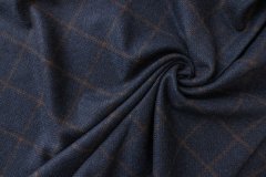 ткань синяя шерсть с кашемиром в клетку (в 2х кусках: 3.0м и 1.75м) костюмно-плательная шерсть в клетку синяя Италия