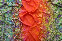 ткань шелковый сатин с эластаном с цветами