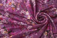 ткань розово-фиолетовый трикотаж с цветами
