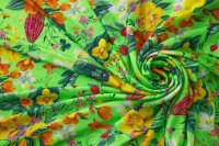 ткань зеленый трикотаж с цветами