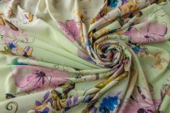 ткань тонкая шерсть градиент с яркими цветами костюмно-плательная шерсть цветы разноцветная Италия
