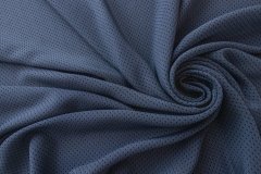 ткань пыльно-голубой крепдешин в черный горошек крепдешин шелк в горошек голубая Италия