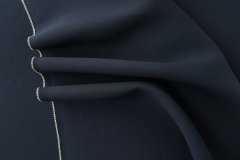 ткань темно-синяя шерсть с шелком костюмно-плательная шерсть однотонная синяя Италия