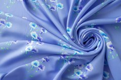 ткань твил с цветами сиренево-голубой Италия