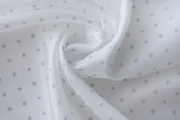ткань подклад белый в бледно-голубой горошек