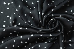 ткань черный шелковый атлас в горох атлас шелк в горошек черная Италия