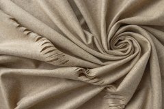 ткань песочная шерсть с бахромой костюмно-плательная шерсть однотонная бежевая Италия