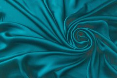 ткань шелковый сатин цвета морской волны с эластаном Италия