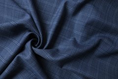 ткань сине-голубая шерсть меланж костюмно-плательная шерсть в клетку синяя Италия