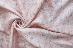 ткань хлопок с шелком персиково-розового цвета в мелкий цветочек поплин хлопок цветы розовая Италия