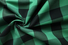 ткань плащевка в черно-зеленую клетку плащевка полиэстер в клетку зеленая Италия