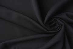 ткань плотная шерсть в рубчик костюмно-плательная шерсть однотонная черная Италия
