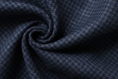 ткань черно-синяя шерсть со льном в клетку костюмно-плательная шерсть в клетку синяя Италия