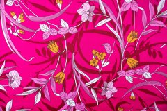 ткань плащевка фуксия с цветами плащевка полиэстер цветы розовая Италия