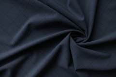 ткань серо-синяя шерсть с дымкой в клетку костюмно-плательная шерсть в клетку серая Италия