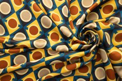 ткань желто-синий атлас с геометрическим рисунком от Карнет для Унгаро Италия